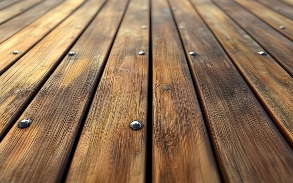 Sichtbare Schrauben bei einem Terrassenboden